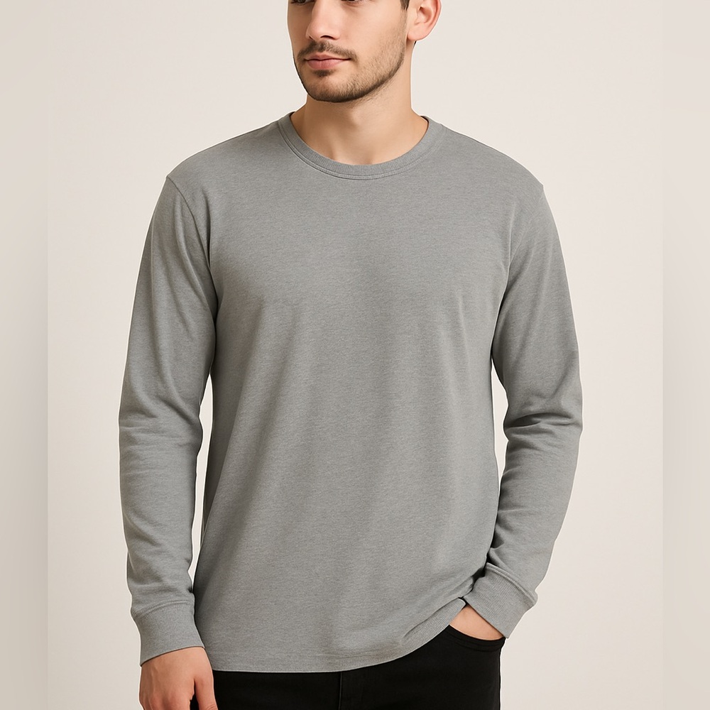 Ovadia & Sons Heather Gray Long-Sleeve Pullover Sweatshirt 100% Cotton Size XXL